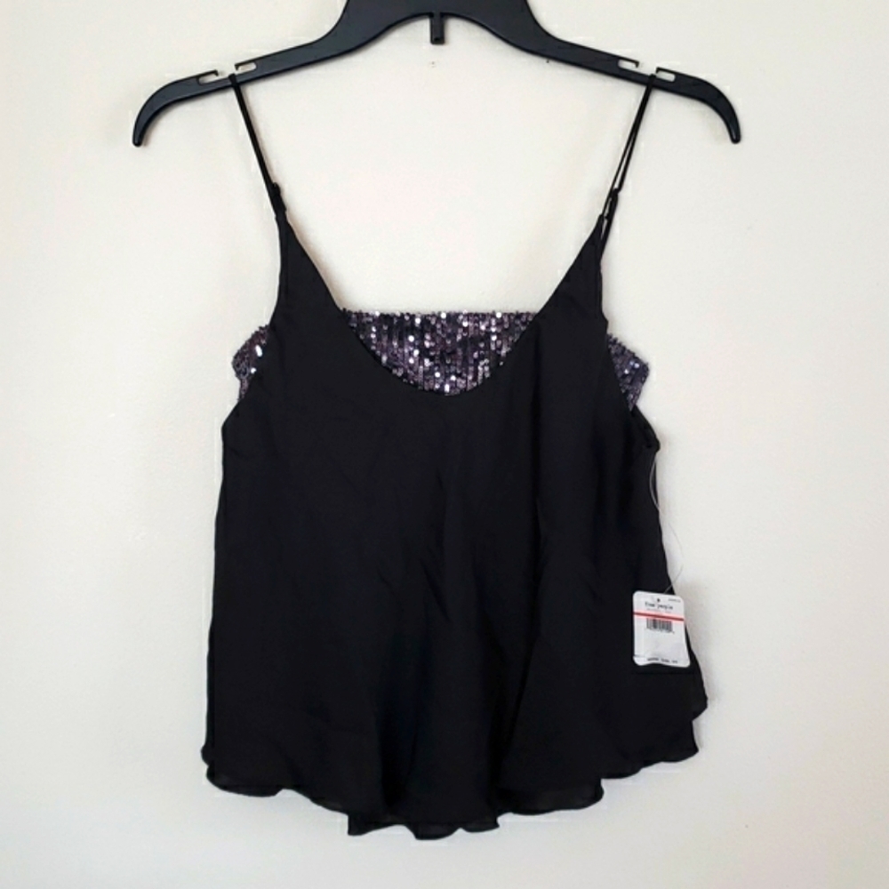 Intimately free people, Turn it on Cami in black, flowy, sequin bandeau. Sz XS.